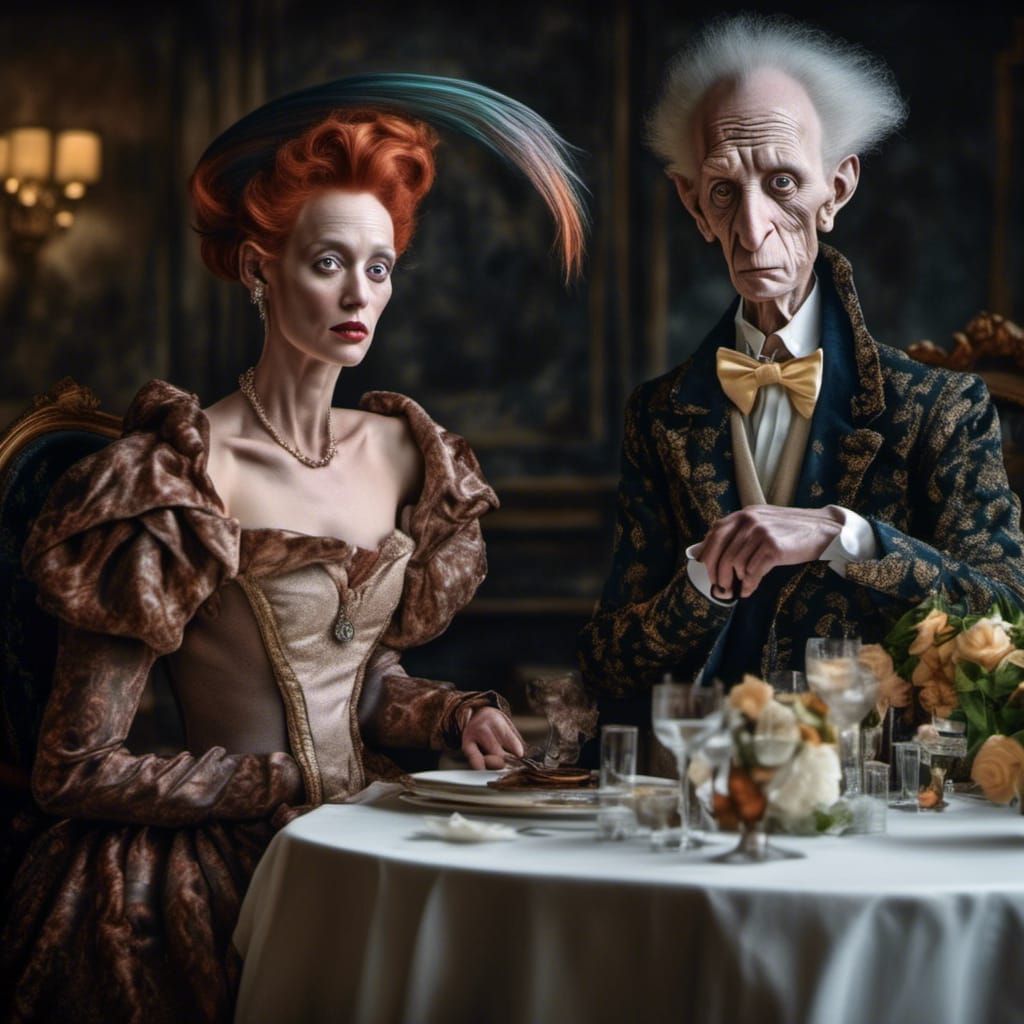 Historical Painting Characters Party, Photorealistic Magical...