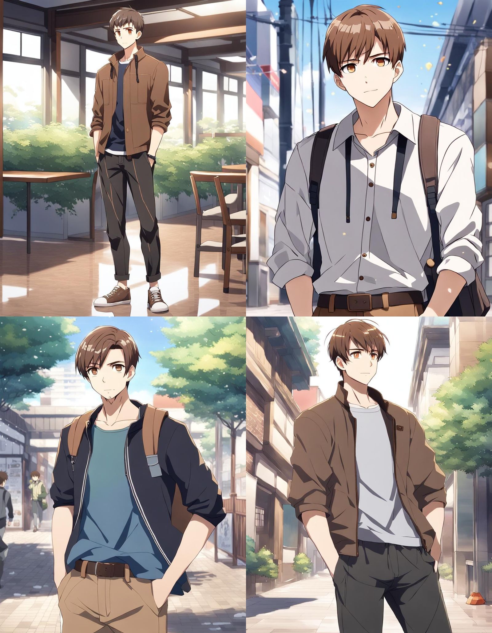 Handsome Anime Man with Buzz Cut and Goatee