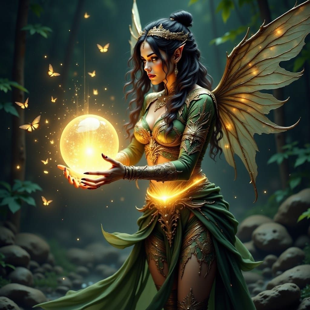 Ethereal Being Harnessing a Radiant Orb