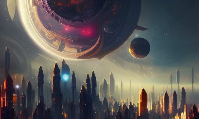 Floating Cosmic City in Godly Light