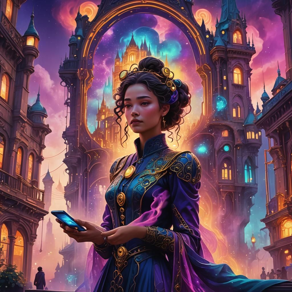 Embarrassed in a Neon Fantasy City