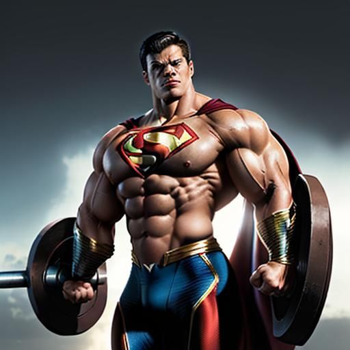 a superhero with a well-defined, muscular physique that sugg...