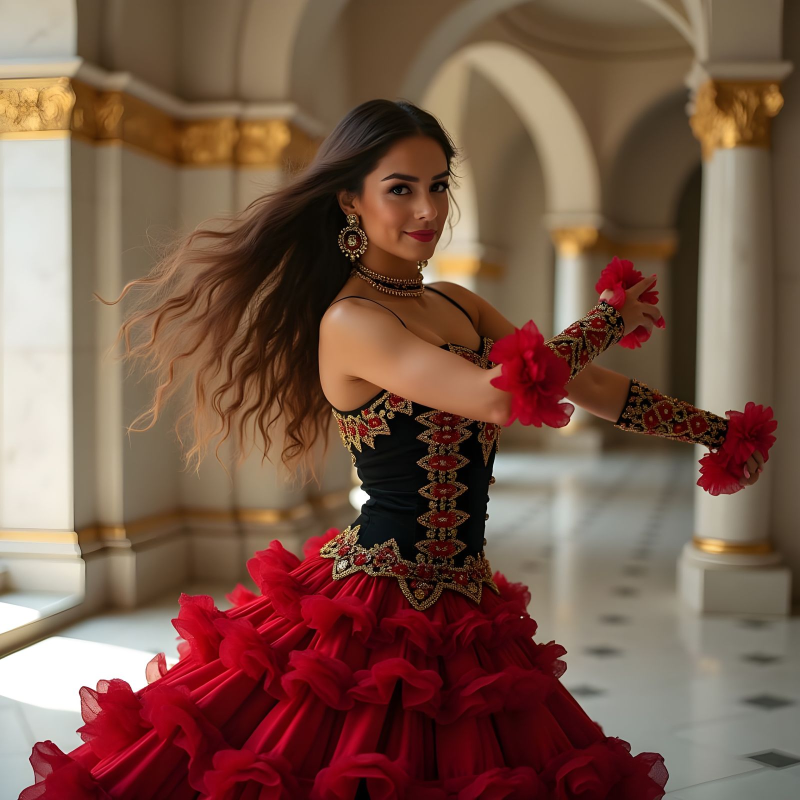 Seductress Dancing in Royal Court, Cinematic Style