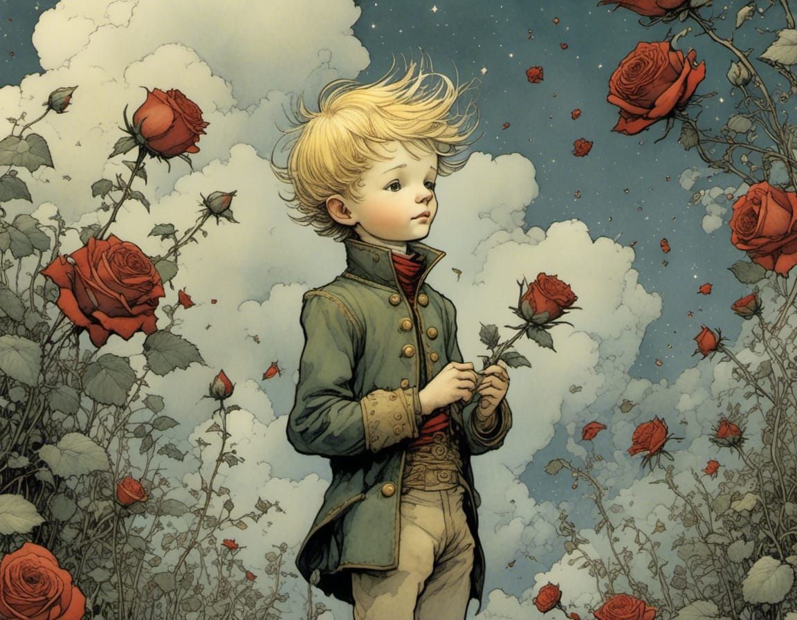 The Little Prince and Rose: Classic Children's Illustration