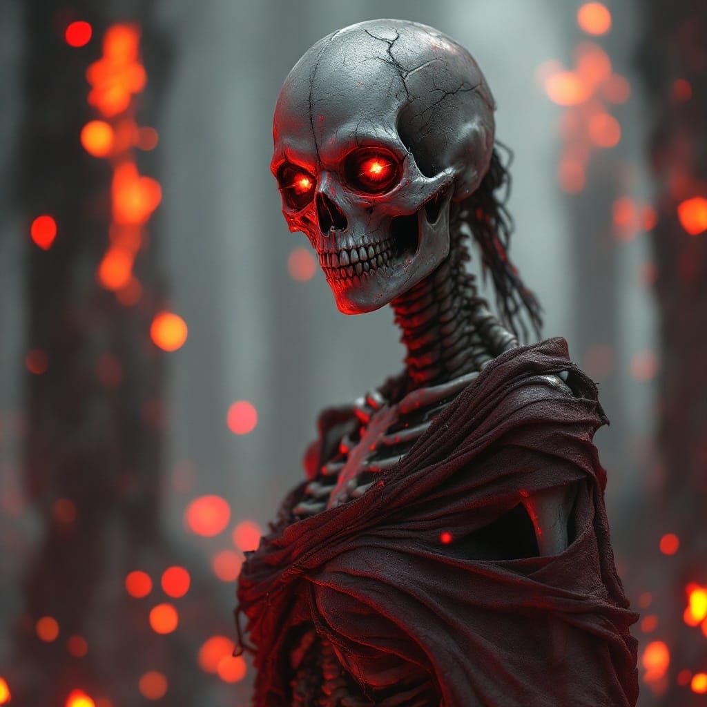 Dark Fantasy Ghoul Portrait in Hellish Red Lighting