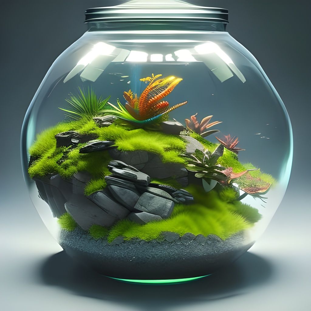 Lizard Terrarium in Glass Jar: Volumetric Lighting
