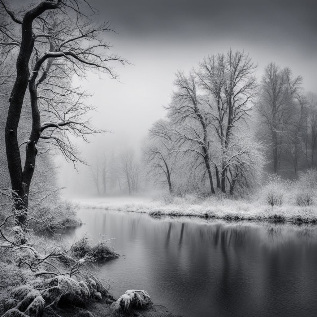 Monochromatic Winter Woodland in Moody Grey Hues