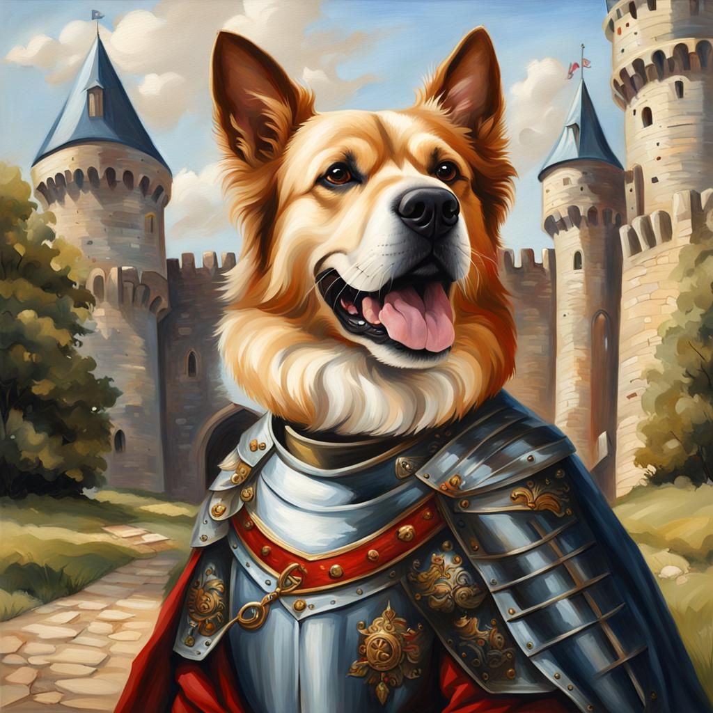 Noble Dog Knight Oil Painting