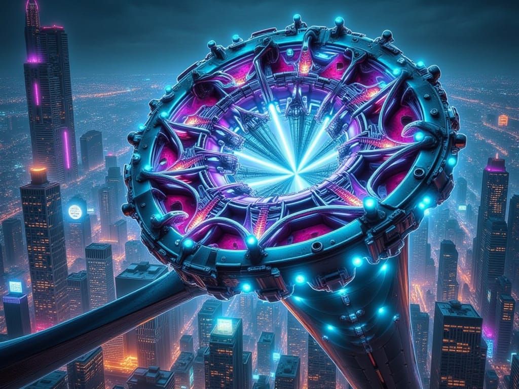 Retrofuturistic Helix Megastructure Dominates Cityscape in C...