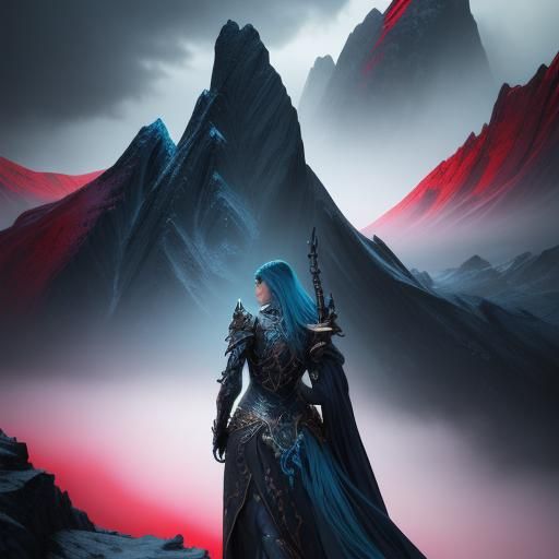 Winter Mountain Landscape on Ancient Parchment