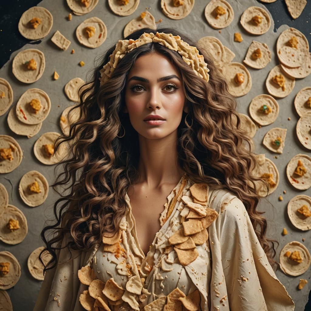 Hummus Goddess Portrait in Cinematic Style