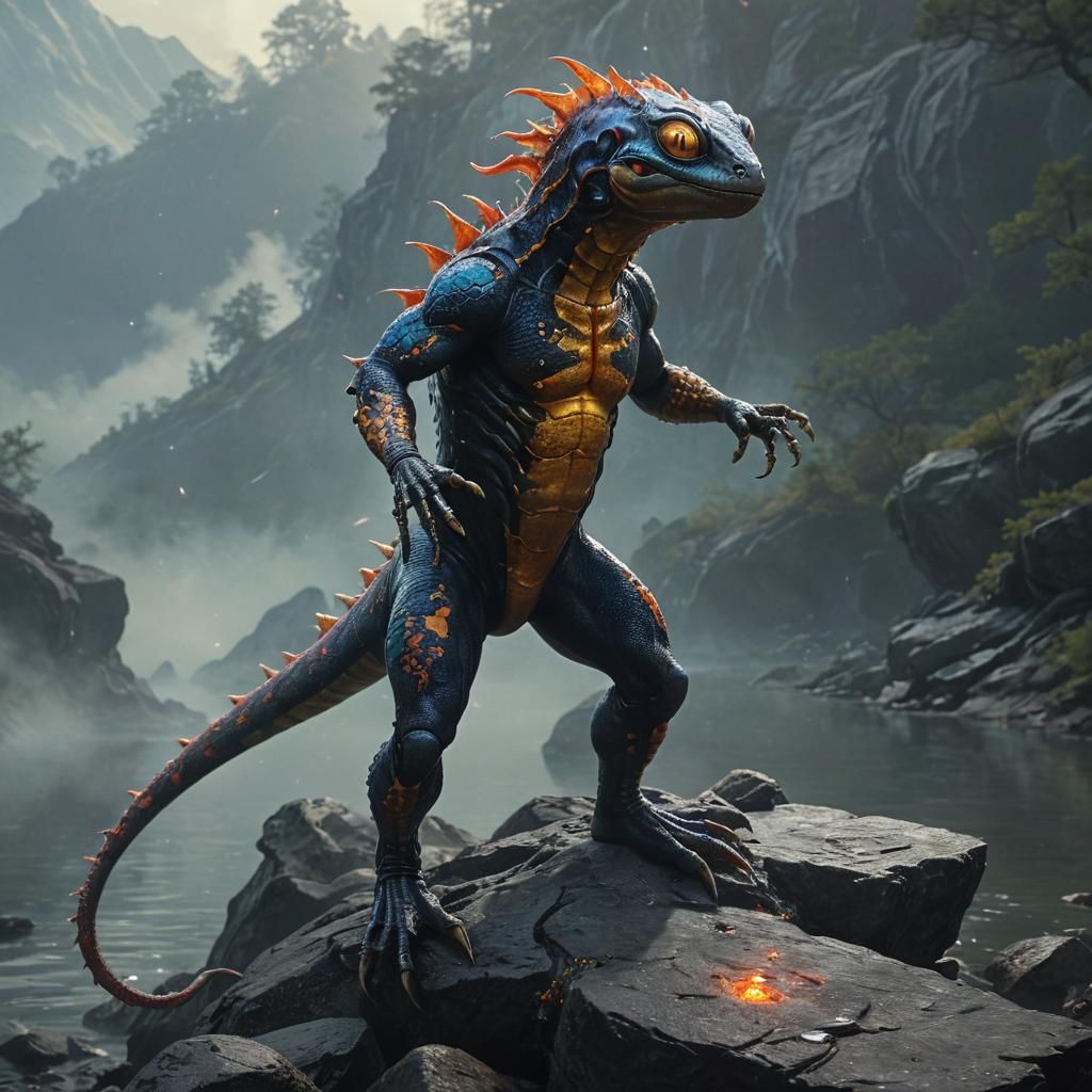 Salamander Alien Creature on Exoplanet in Digital Art