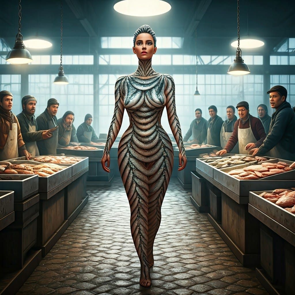 Sushi Woman Surprises Fish Market Crowd