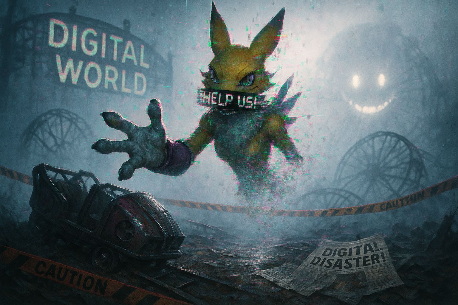 Glitching Renamon in Abandoned Digital World