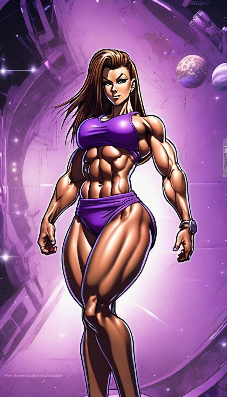 Anime Portrait: Female Bodybuilder in Space Arena
