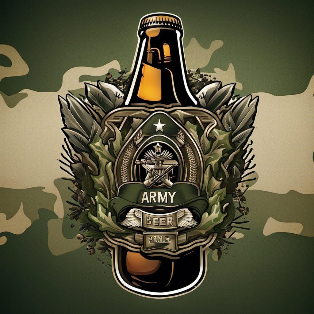 Army Beer Logo with Camouflage and Insignia
