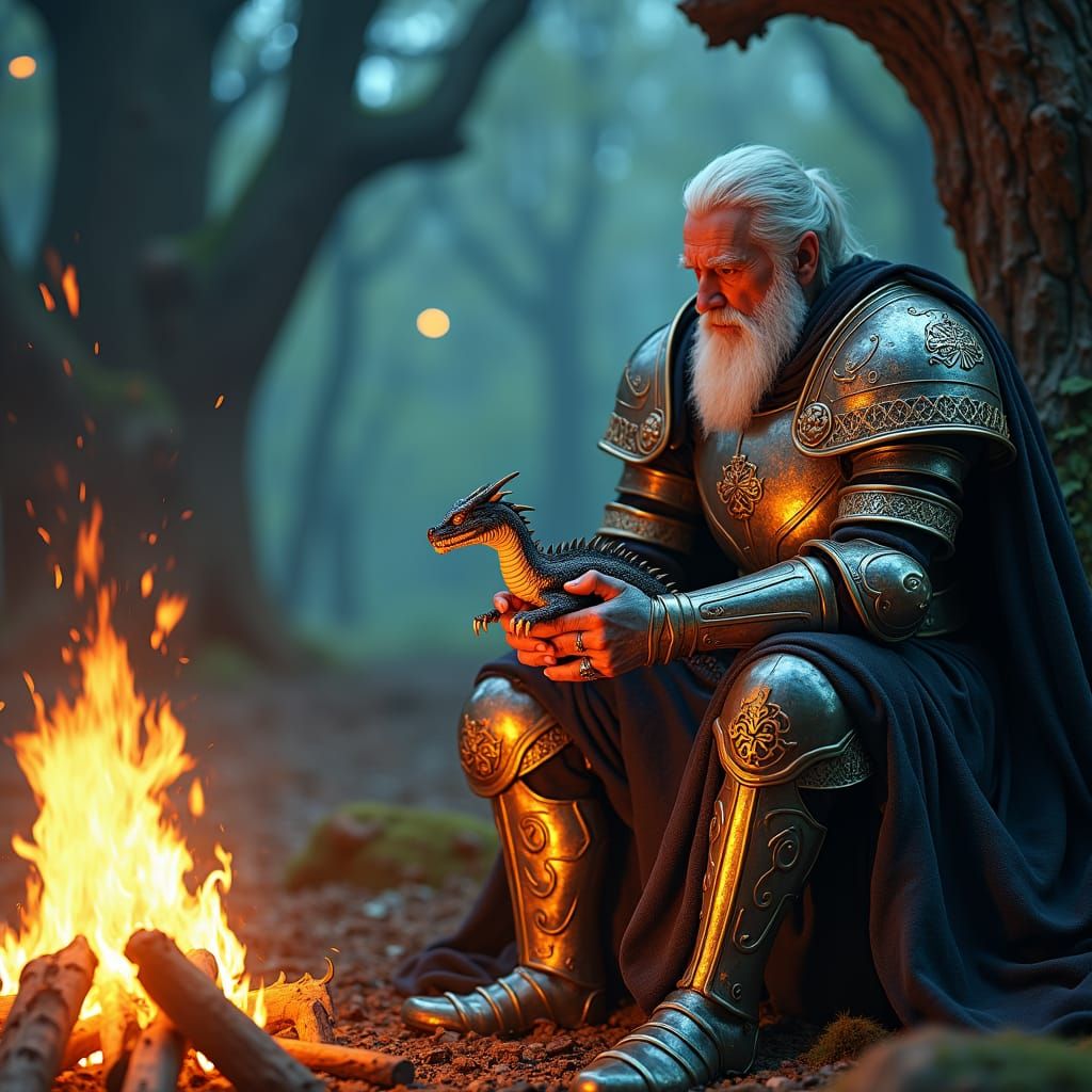 Enchanted Knight in Magical Forest Scene