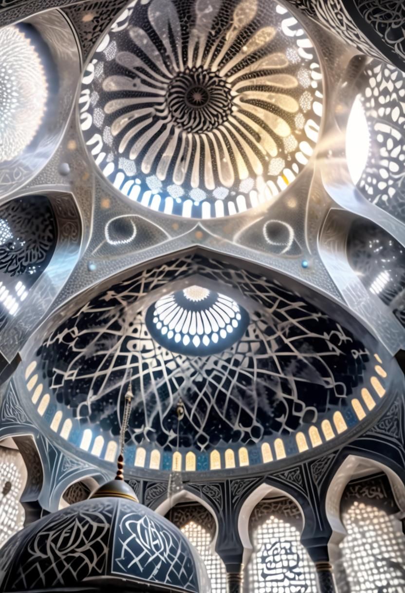 Majestic Mosque Dome Radiating Golden Light