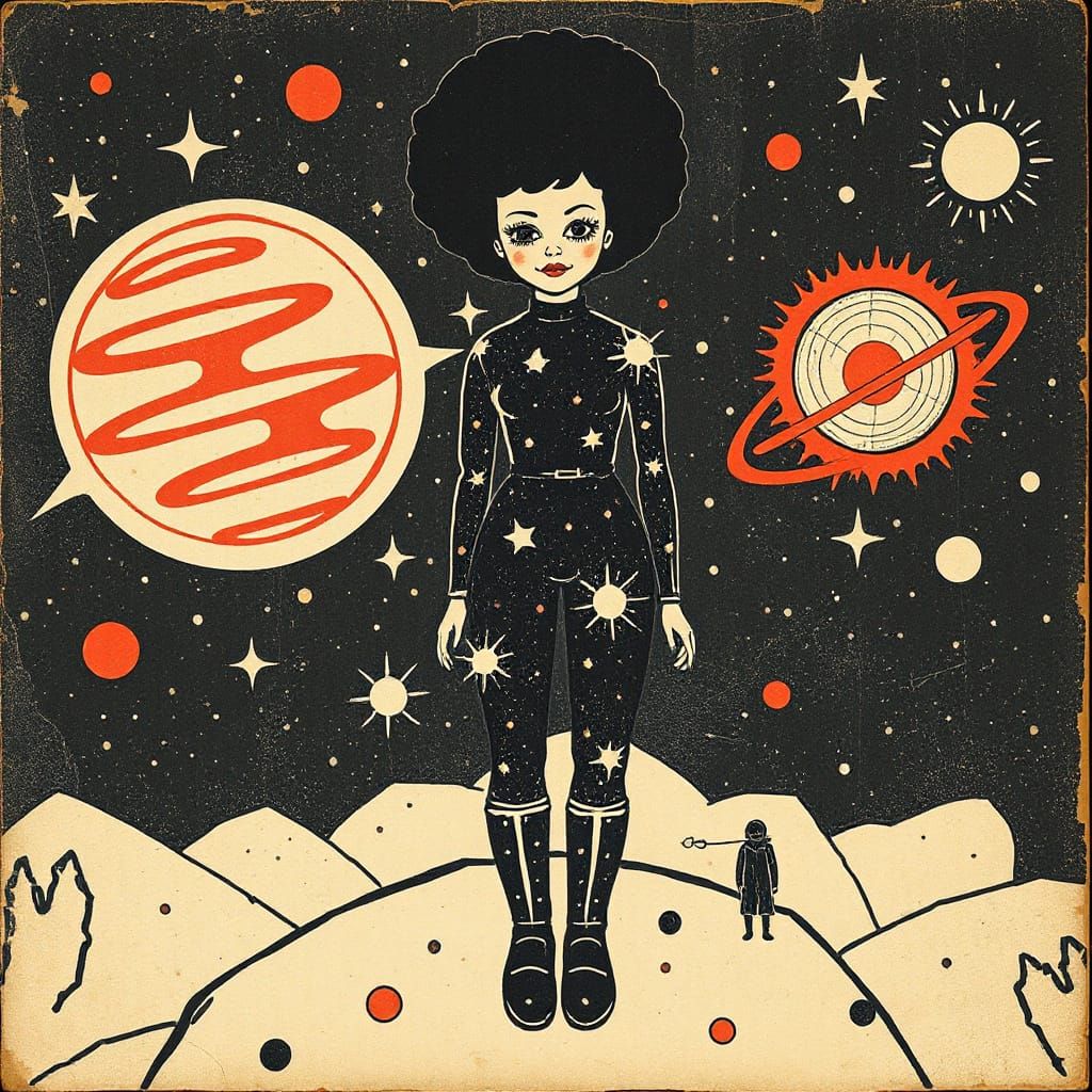 Gritty Vintage Barbie Doll in Cosmic Galaxy Hell
