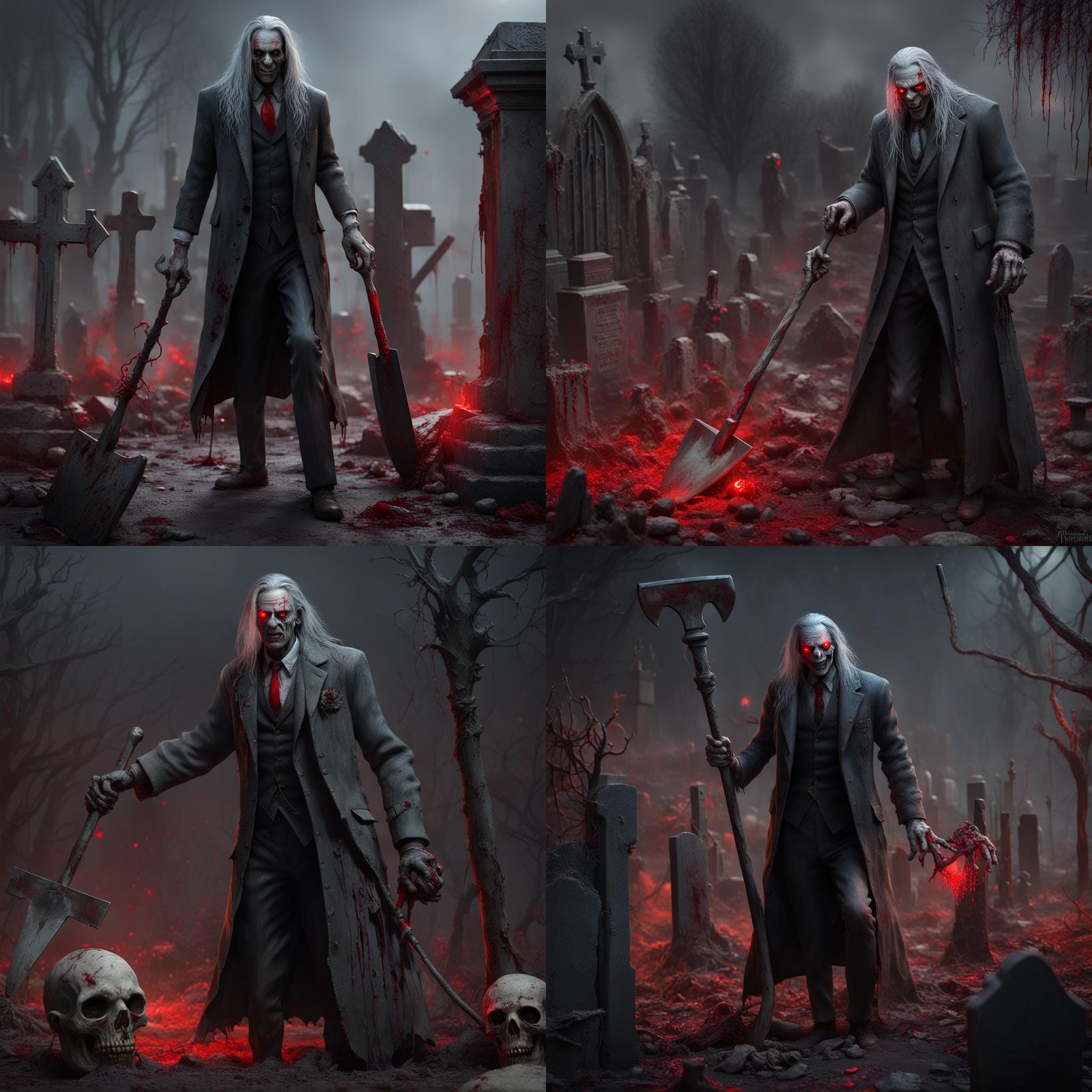 Ghoul Grave Robber in Graveyard: Digital Art