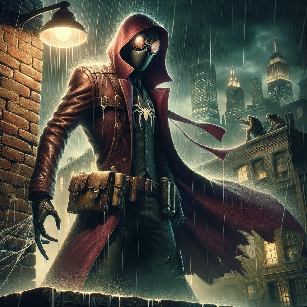 The Scarlet Spider: Noir Comic Cover in 1930s Style