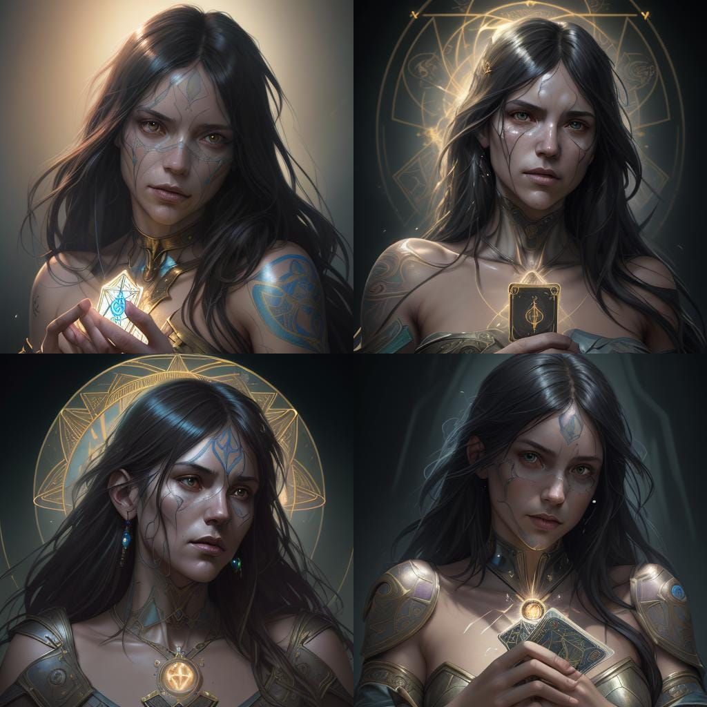 Detailed Tarot Card Portrait in Digital Art Style