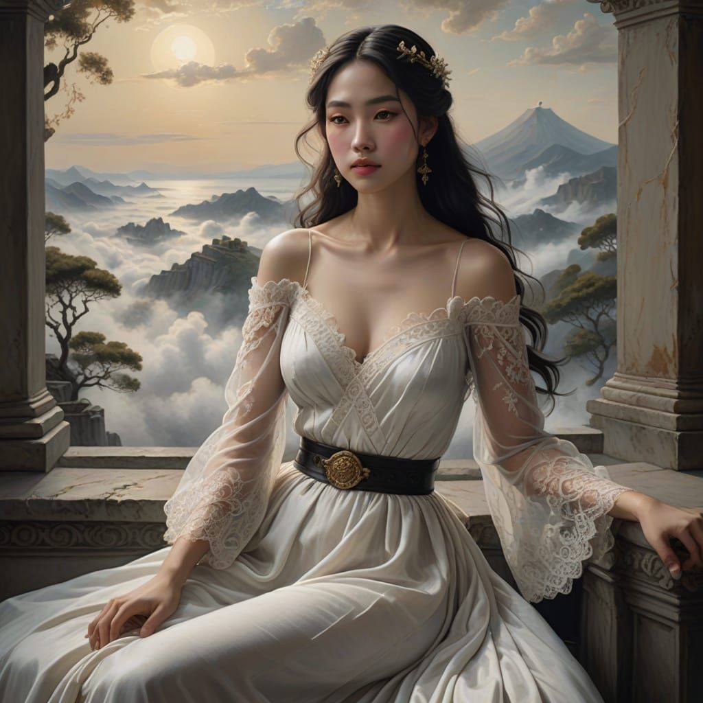 Ethereal Japanese Woman in Renaissance Style