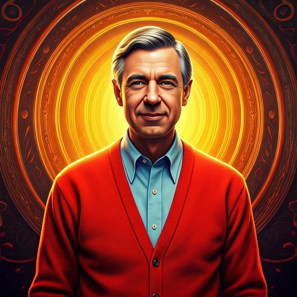 Mister Rogers with Psychedelic Aura, Art Nouveau Style
