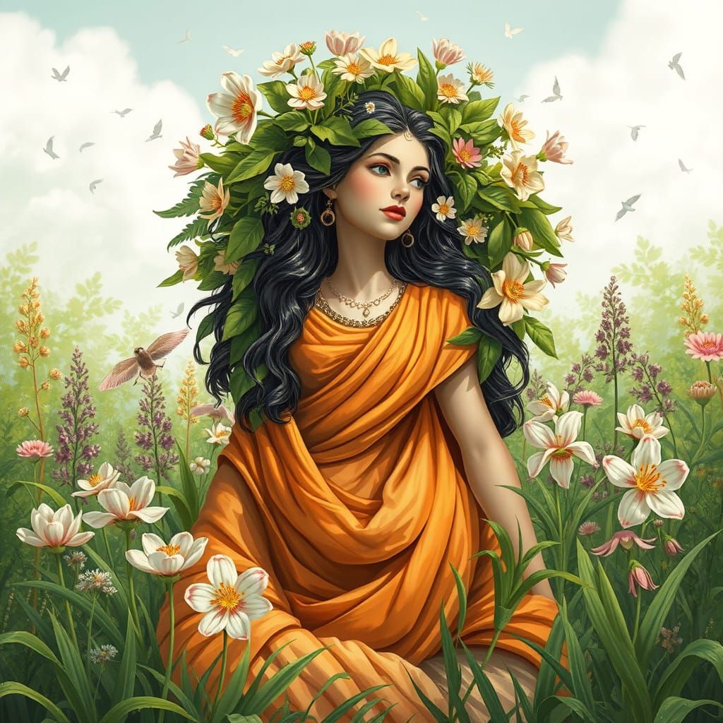 Mother Earth in Full Bloom with Vibrant Spring Growth