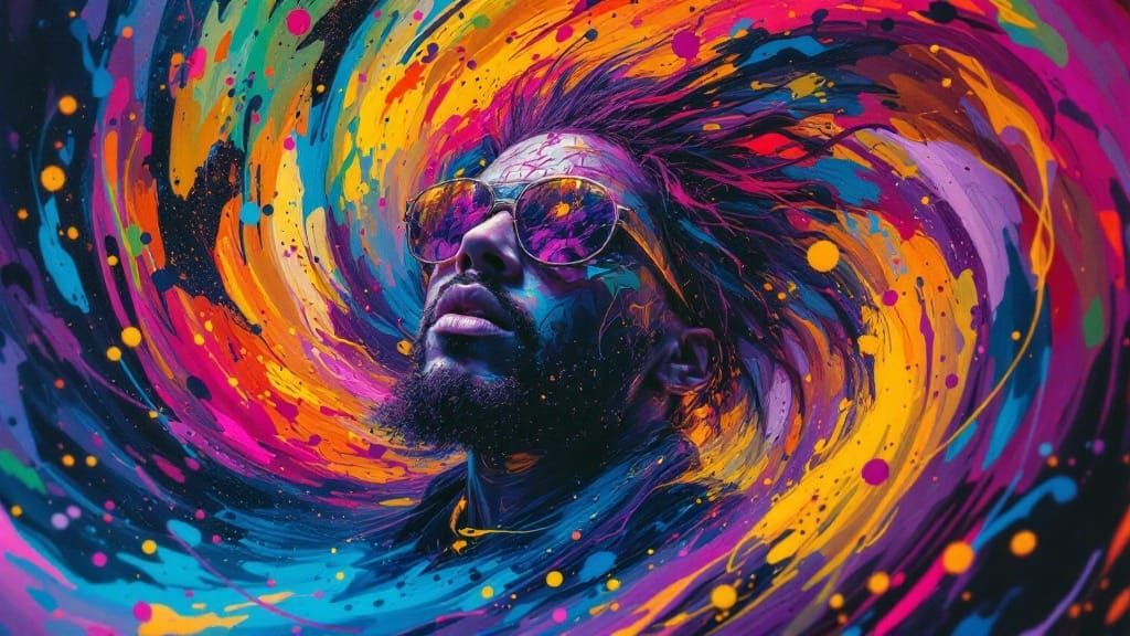 Rapper in Swirling Colors: Abstract Surrealism