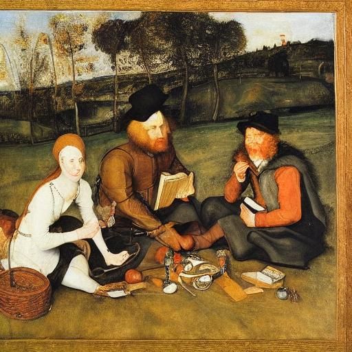 Picnic and Reading, Old Masters Style