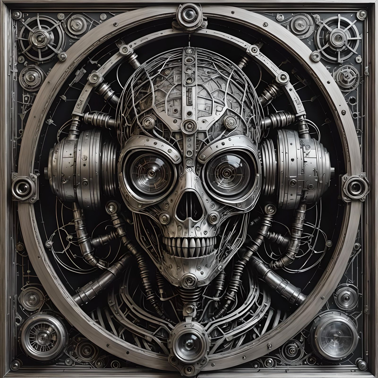 Steampunk Robot Spiders Spin Webs in Sepia Photo