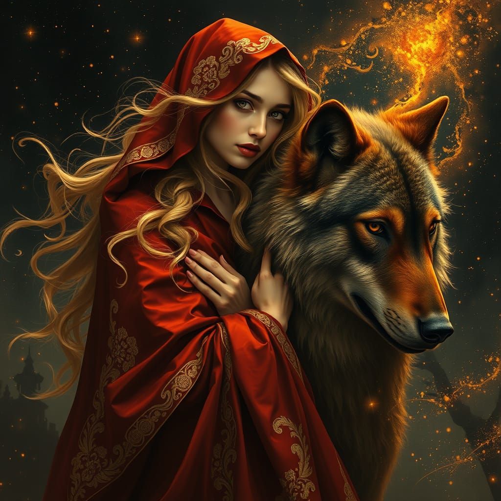 Golden Guardian and the Wolf: A Mystical Reimagining