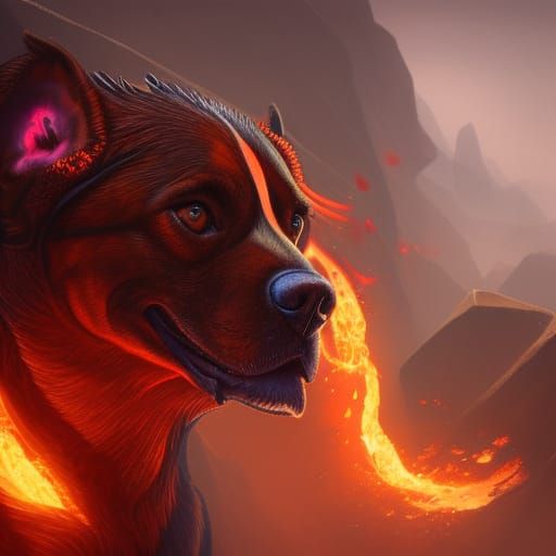 Fiery Dog Fantasy Concept Art