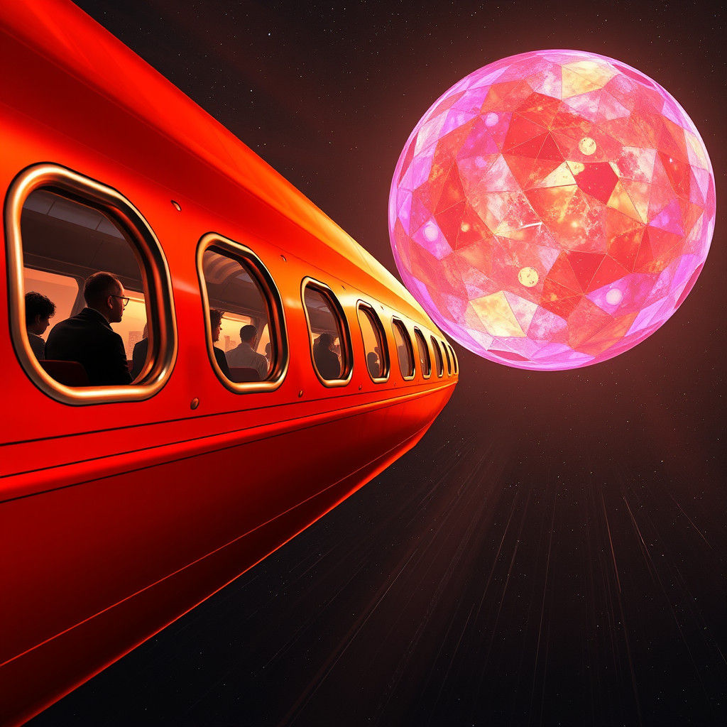 Klimt-Inspired Sci-Fi Spaceship Journey to Distant Planet