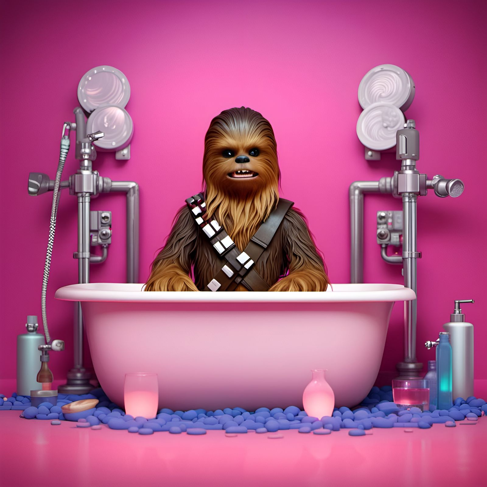 Chewbacca Bathtub 3D Digital Art