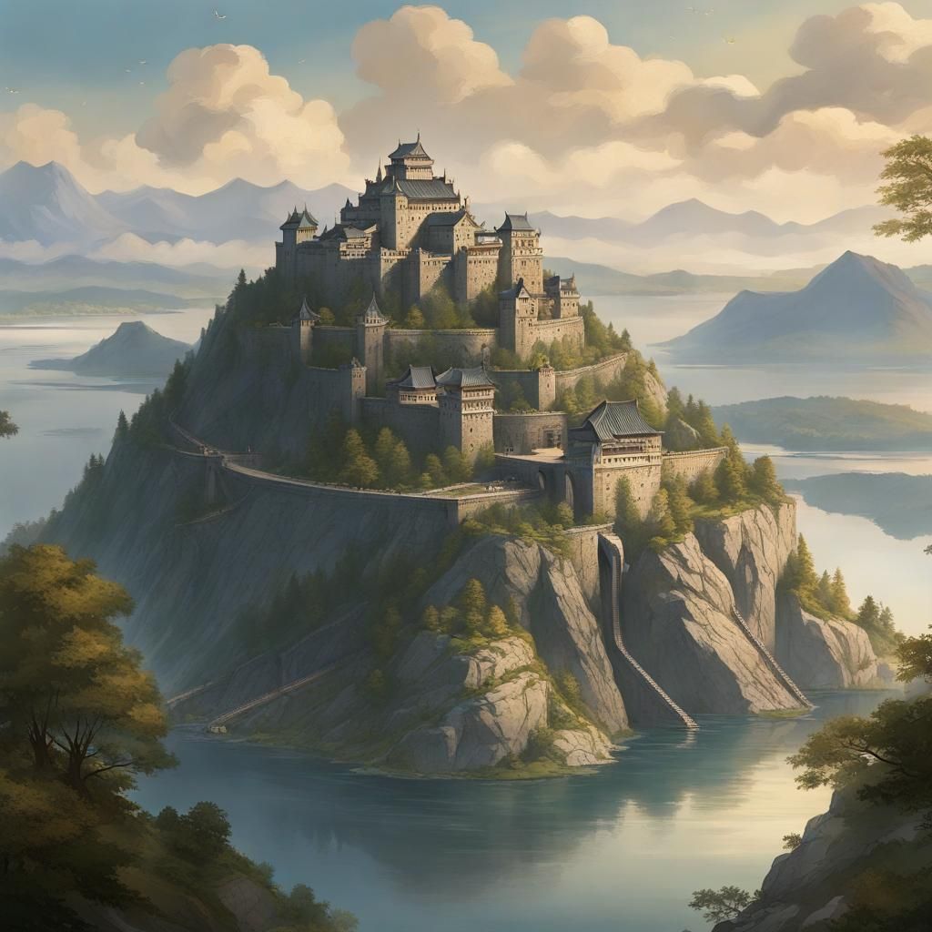 Majestic Mountain Fortress Overlooking Great Lake