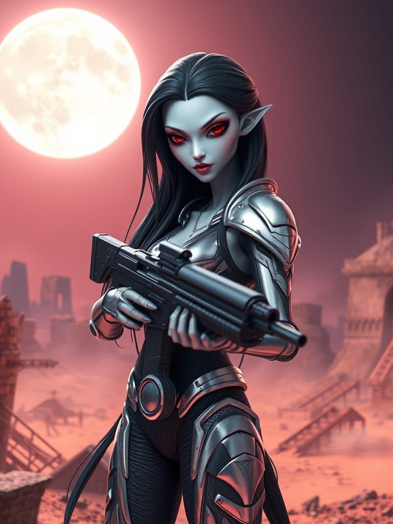 Alien Vampire Guard in Pixar-Inspired 3D Art