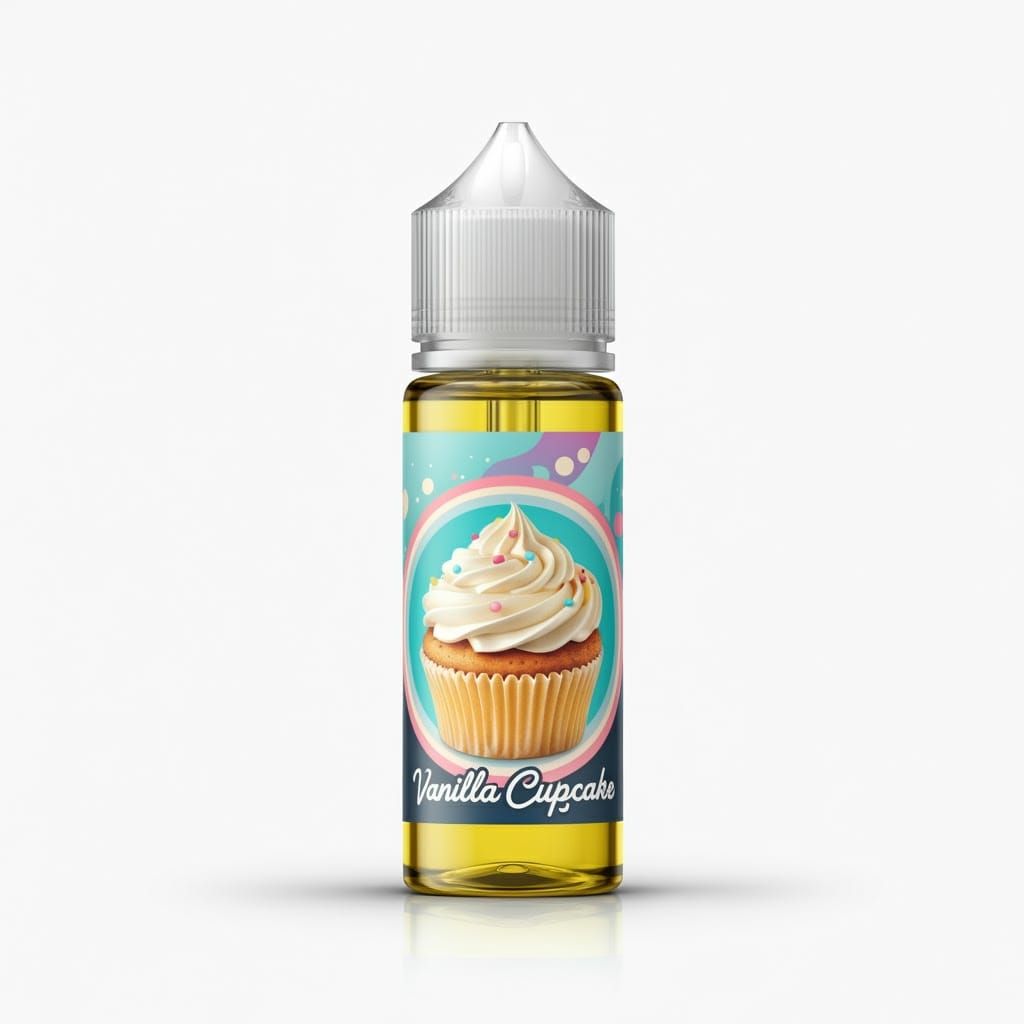 Vanilla Cupcake Vape Juice Label in Art Deco Style