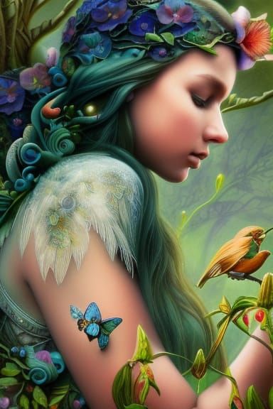 Robin and Crocuses: Spring Equinox in Hyperdetailed Style