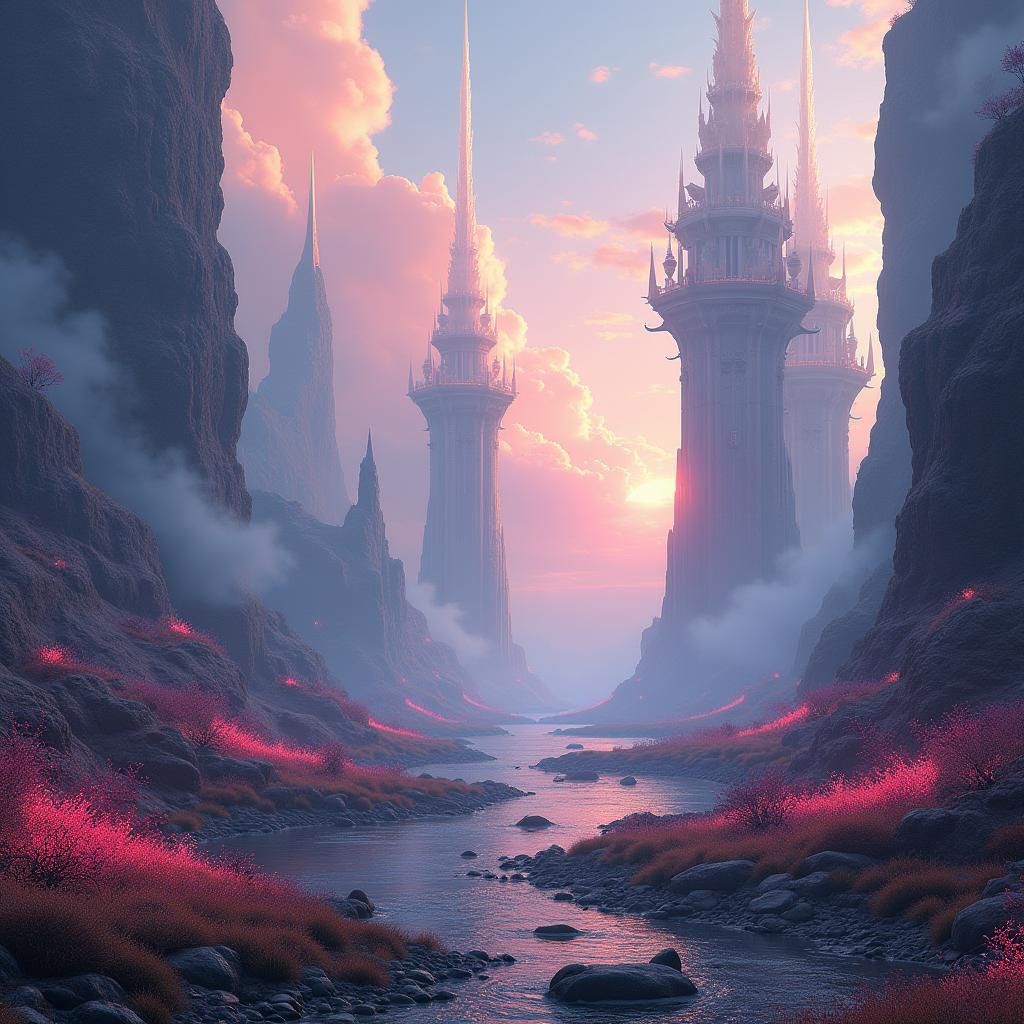 Ethereal Fantasy Landscape in Detailed Matte Painting Style