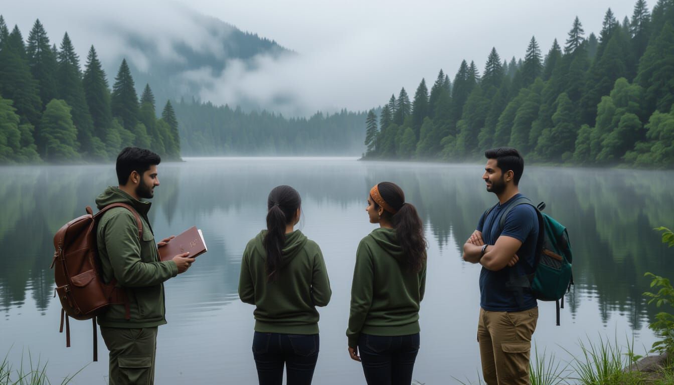 Mystical Forest Lake Shrouded in Eerie Mist