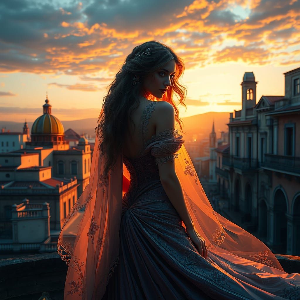 Mystical Spanish Goddess in Baroque Splendor