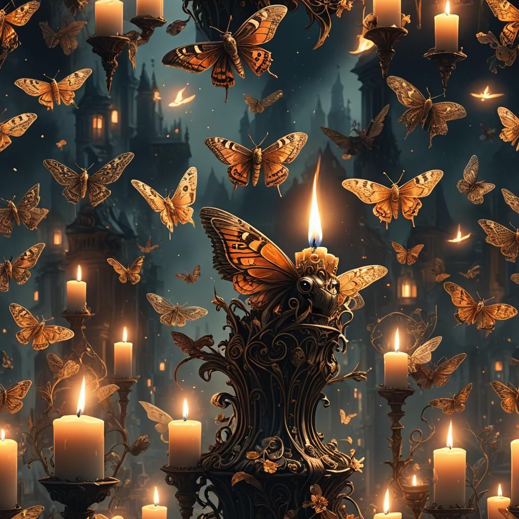 Moth Drawn to Candle Flame: Digital Matte Painting