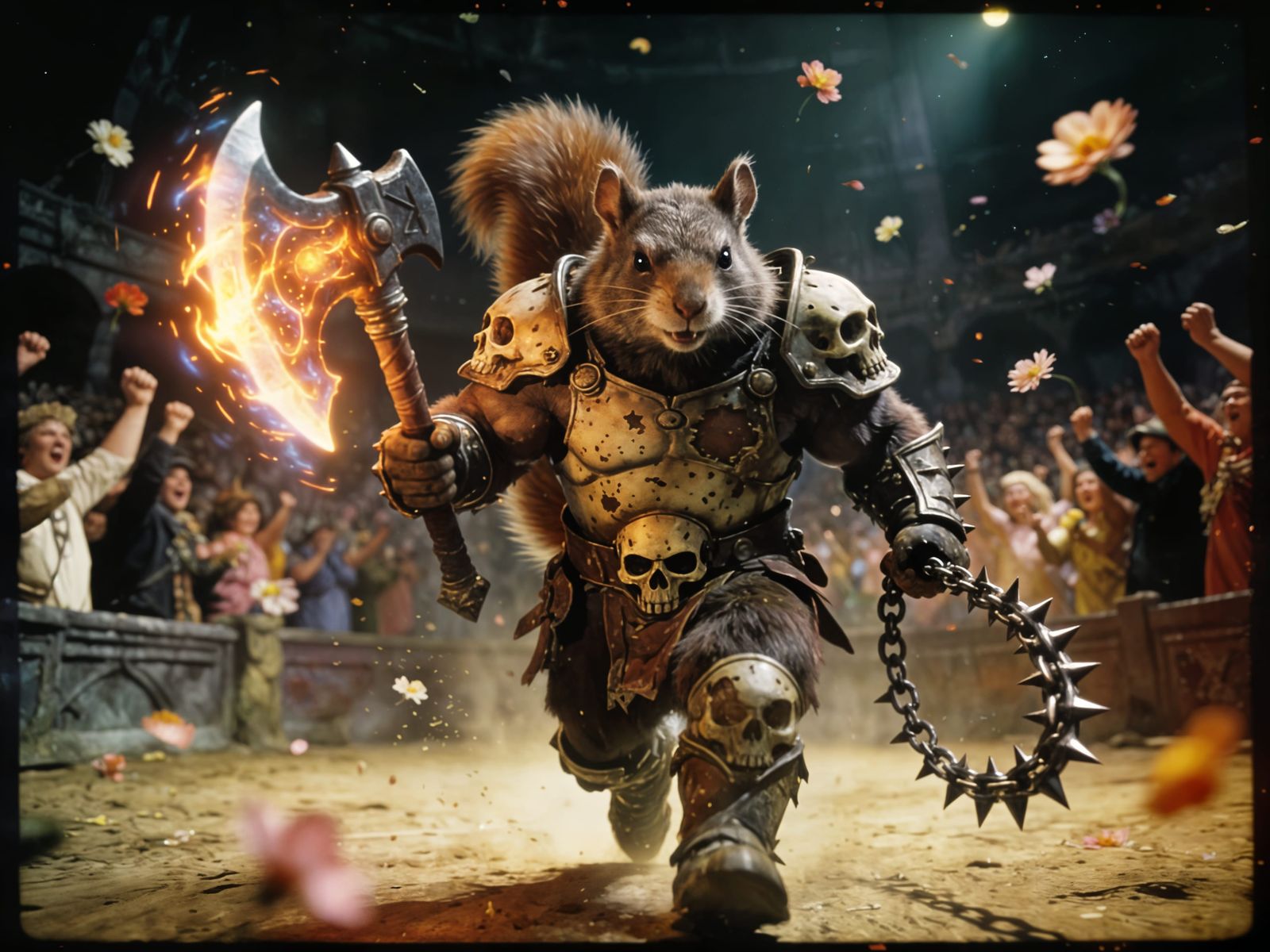 Sinister Warrior Squirrel in Dark Fantasy Arena