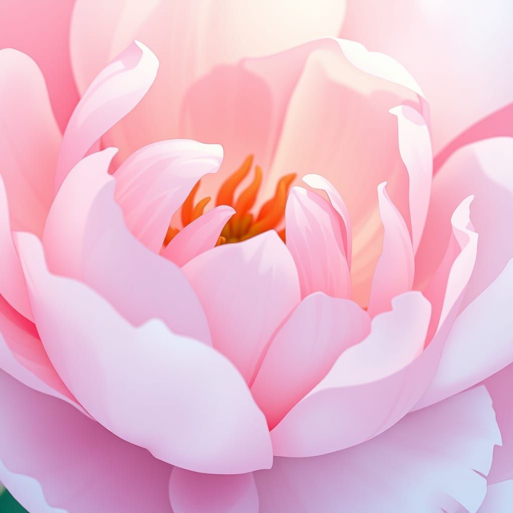 Pastel Pink Peony in Anime Style