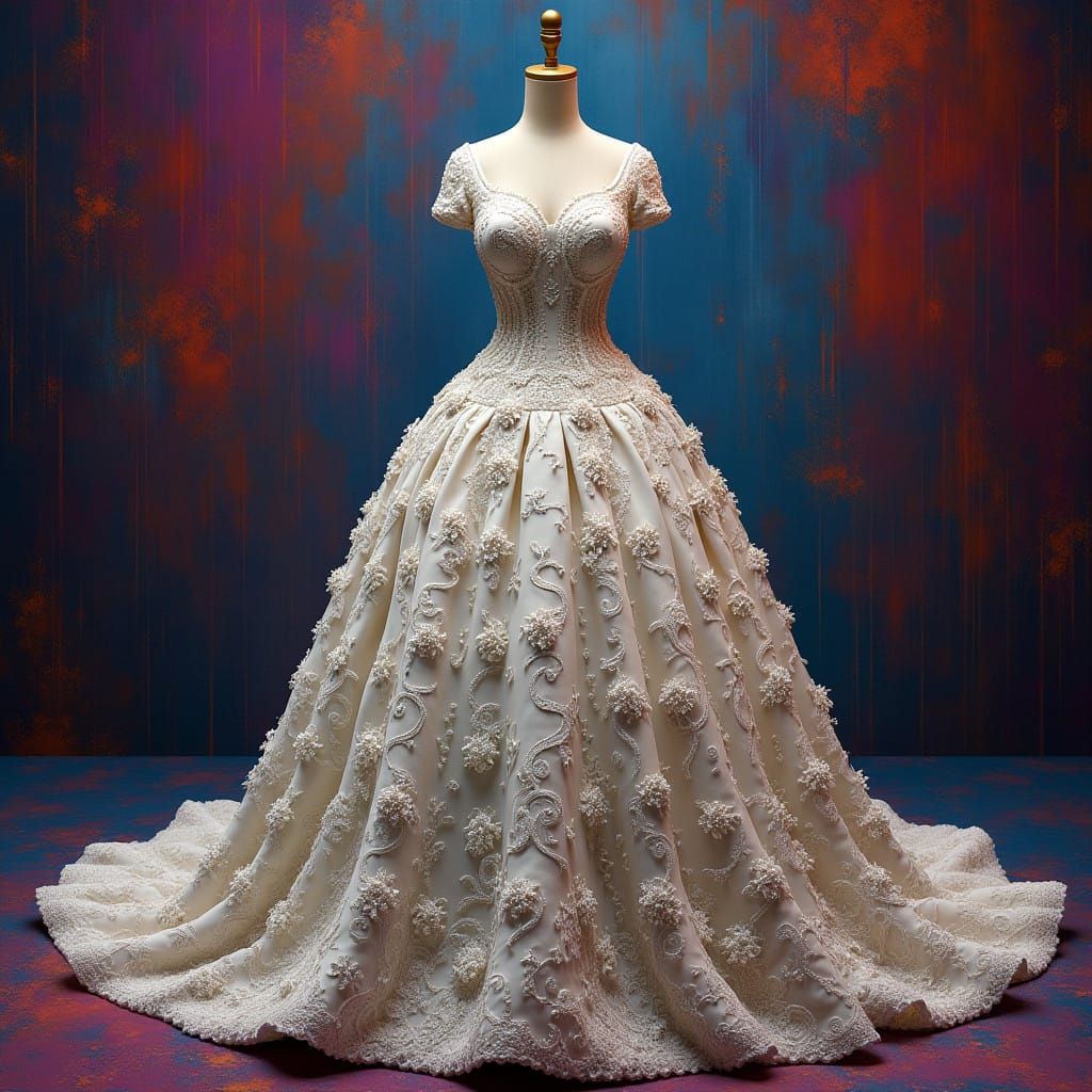 Luxurious Diamond-Encrusted Wedding Gown in Vibrant Fantasy...