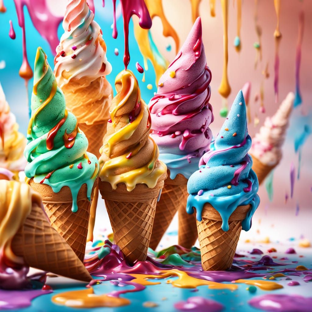 Hyperrealistic Ice Cream Cones in Macro Photography