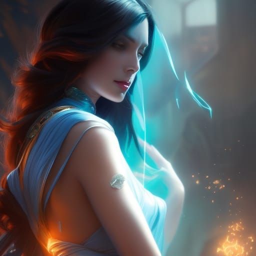 Fantasy Woman Portrait in Digital Art Style