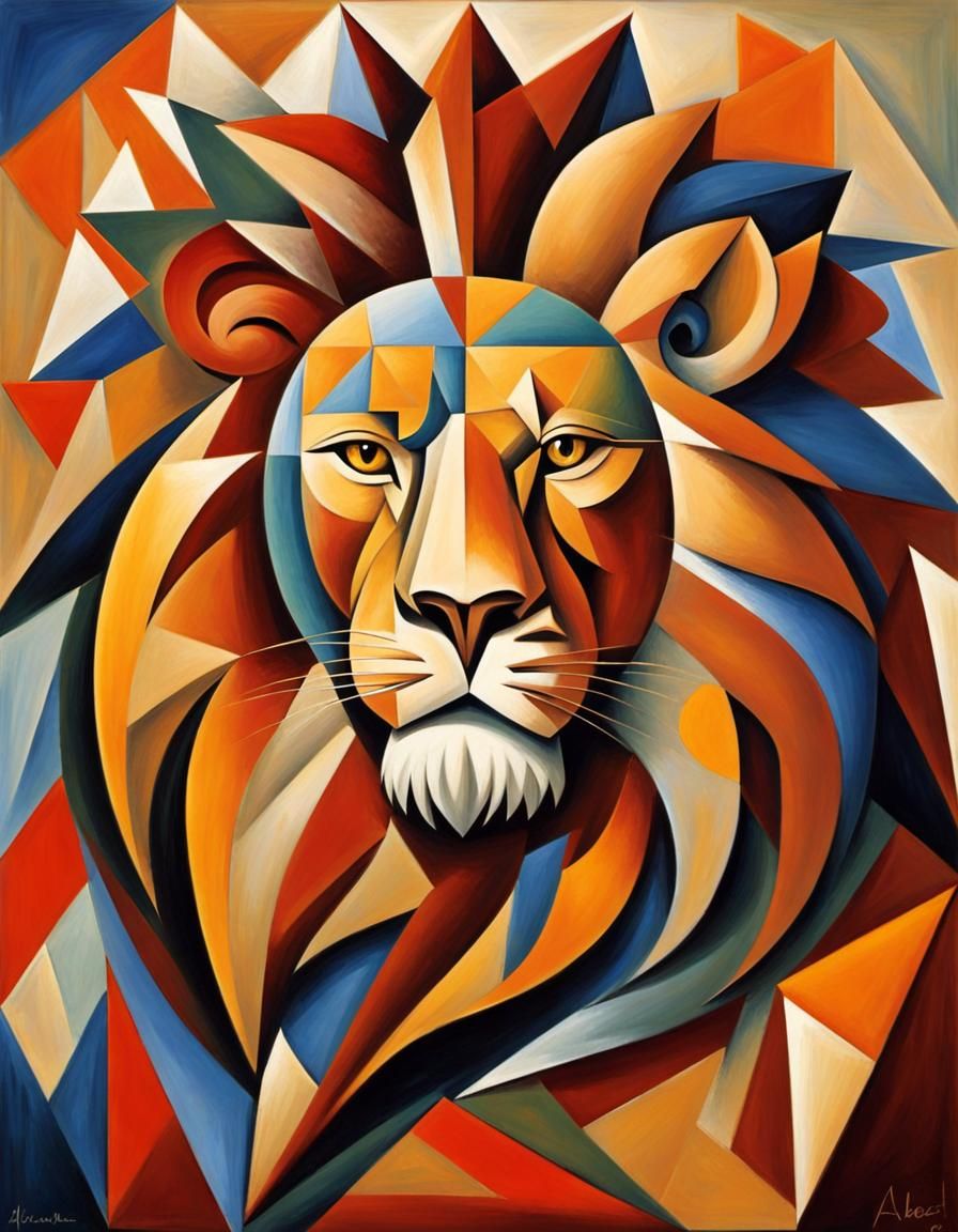 Leo Lion in Cubist Style